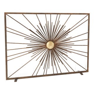 Tobacco Sunburst Fireplace Screen For Sale