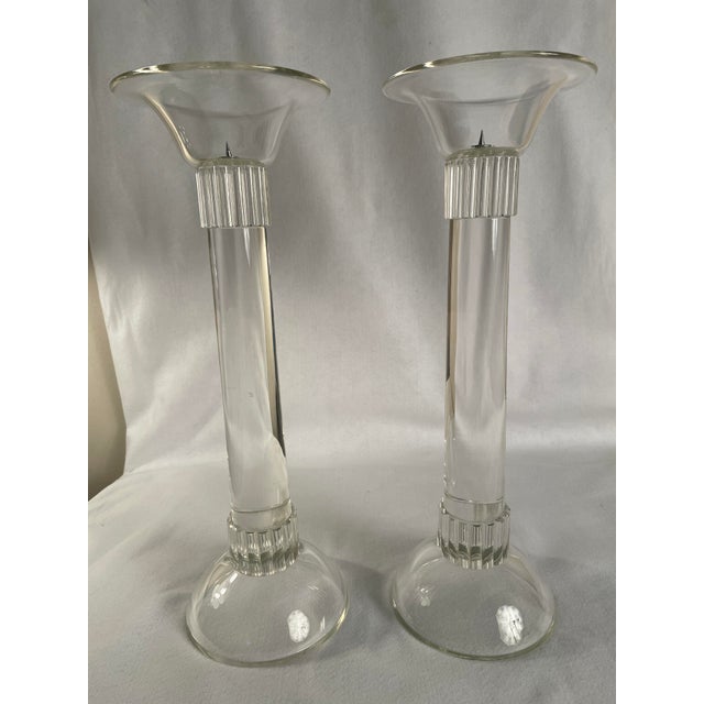 Contemporary Torre Glass Candlesticks - Set of 2 For Sale - Image 3 of 5
