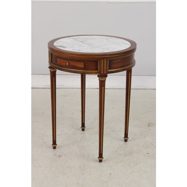 French French Louis XVI Round Marble Top Lamp Table For Sale - Image 3 of 18