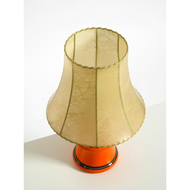 1960s Orange Ceramic Table Lamp with Cocoon Shade | Made in Italy For Sale - Image 9 of 18