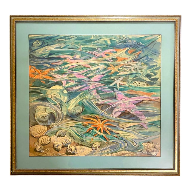 1950s Paul Morgan Gustin Seattle Pacific Northwest Signed Painting – Marine Still Life With Starfish For Sale