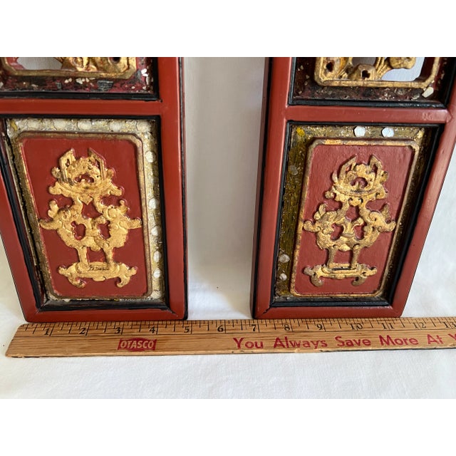 Antique Chinese Carved Wood Wall Hangings- Set of 2 For Sale - Image 12 of 14