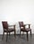 Bridge Chairs in Oak and Burgundy Imitation Leather, 1940s, Set of 2 For Sale - Image 3 of 8