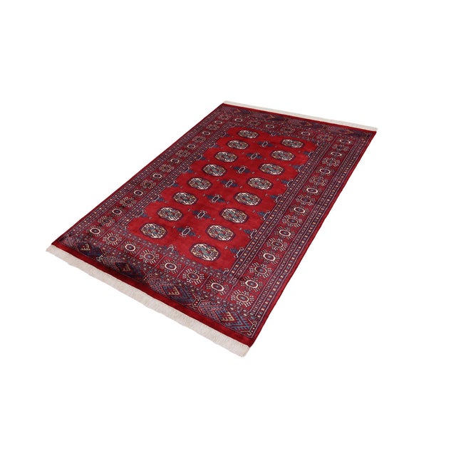 Art Deco Rustic Bokhara Red/Blue Hand Knotted Wool Rug For Sale - Image 3 of 9