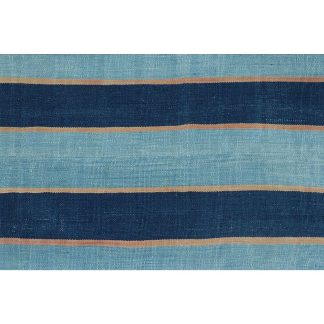 Rug & Kilim Vintage Dhurrie Rug, Navy and Sky Blue Stripes - Rug & Kilim For Sale - Image 4 of 7