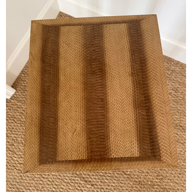 Modern Karl Springer Attrib Snakeskin Side Table For Sale - Image 3 of 10