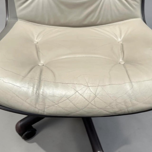 Cream Vinyl Faux Leather Steelcase 451 Swivel Chairs - a Pair For Sale - Image 11 of 12