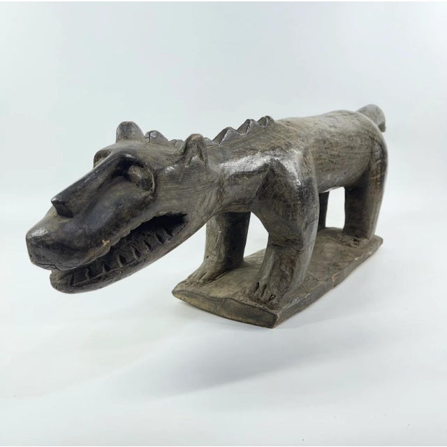 Early 20th Century Baule Hyena Wood Figure Côte d’Ivoire For Sale - Image 4 of 11
