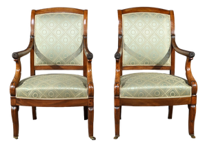 Set of Armchairs with Mahogany Crosses, Early 19th Century