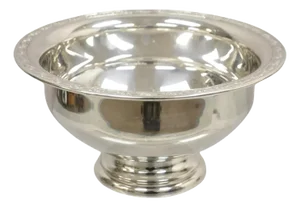 Vintage Oneida Usa Modern Silver Plated Pedestal Base Punch Bowl