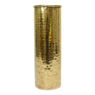 Hammered Brass Tall Cylindrical Vase Made in India For Sale