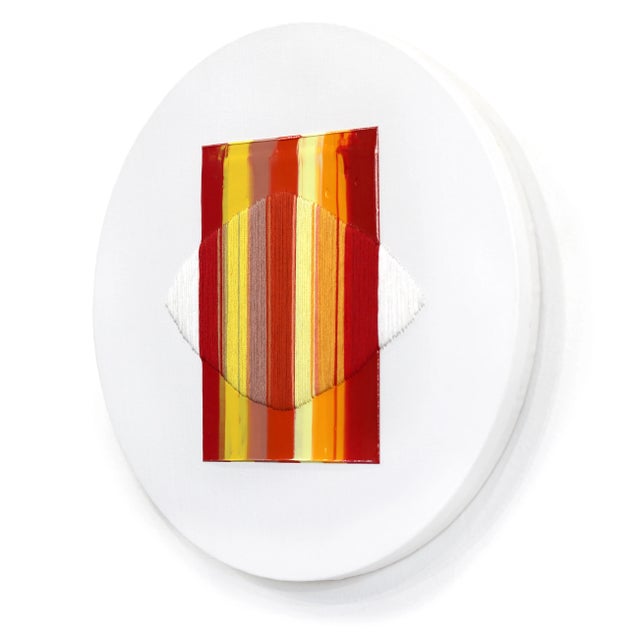 Some Lightning Converts Into Chariots - Round Vibrant Abstract Original Artwork by Raul De La Torre For Sale In Los Angeles - Image 6 of 9