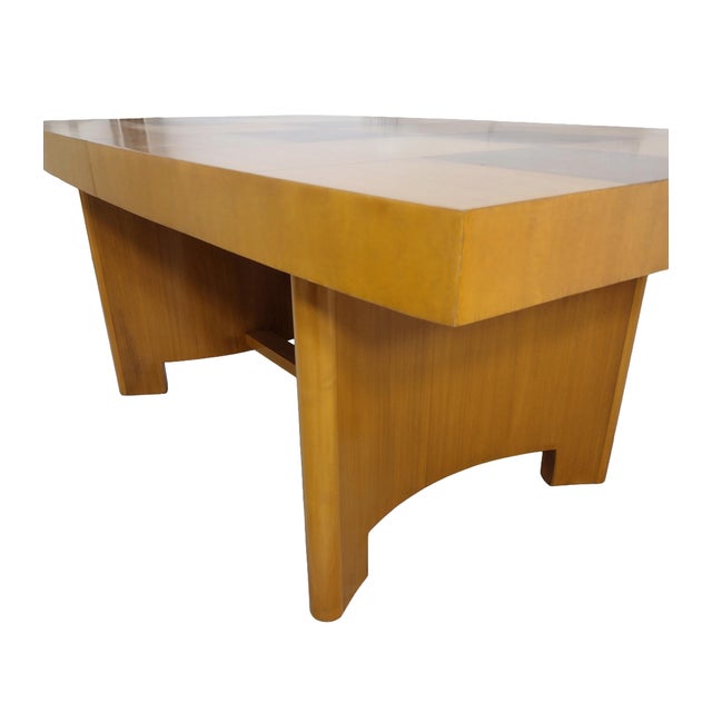 Authentic Gilbert Rohde for Herman Miller Dining Table With Burlwood Checkerboard Top & Two Leaves For Sale - Image 9 of 18