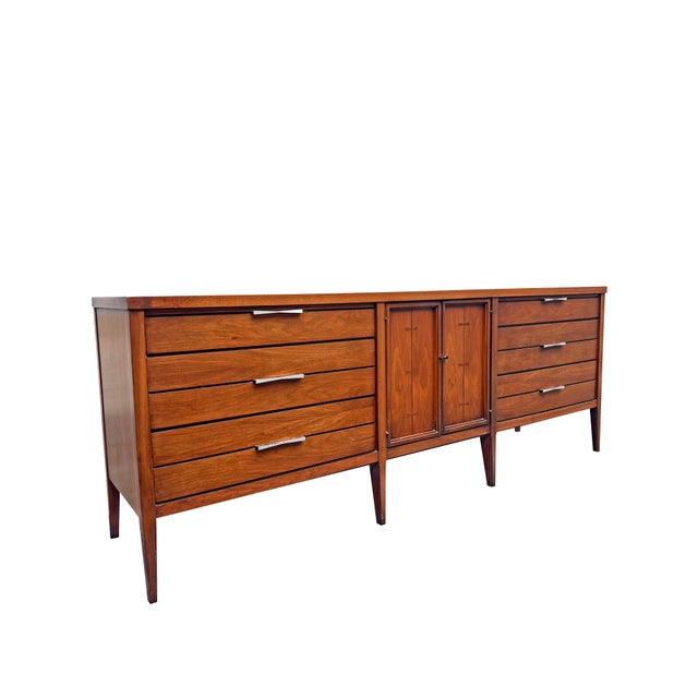 Vintage Mid Century Modern Long Lowboy Dresser or Credenza in Tuxedo Design by Lane, Attributed For Sale - Image 11 of 13