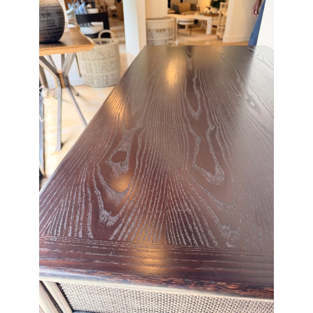 McGuire Espresso Wood Desk With Cane Detailing For Sale - Image 12 of 14