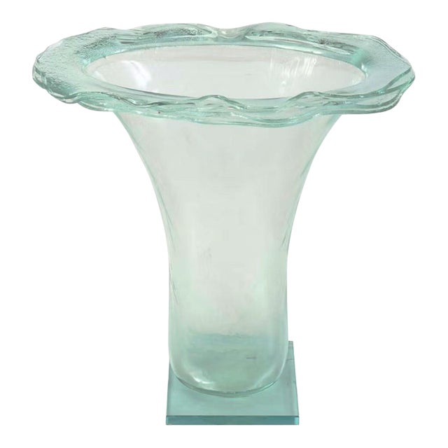Tony Evans Monumental Blown Art Glass Trumpet Vase, Late 20th Century For Sale