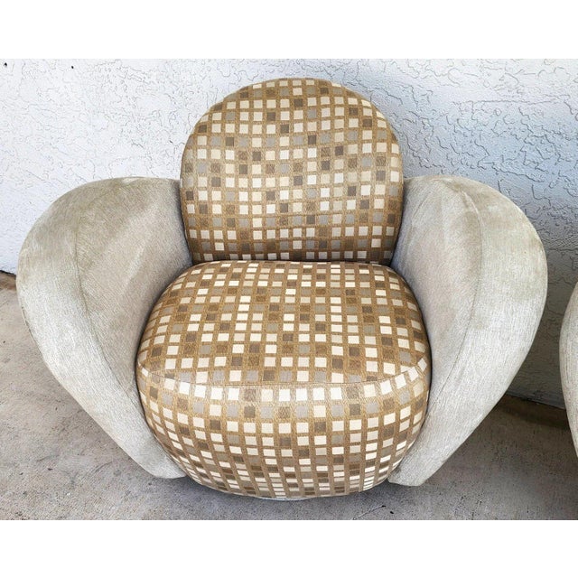 Light Green Michael Wolk Miami Club Chairs Swivel Pair For Sale - Image 8 of 11