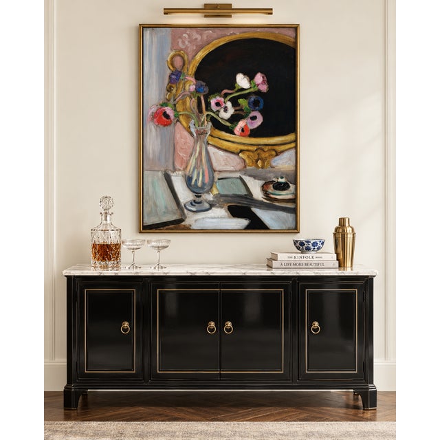 French 1919 French Floral Still Life Art Print, Black Mirror and Anemones by Henri Matisse - 30" X 40" For Sale - Image 3 of 8