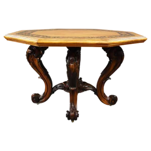 19th Century English Victorian Burr Walnut Centre Table, 1860s
