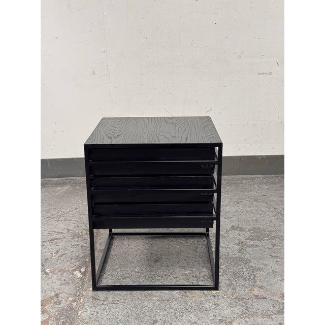 Wood Contemporary Three Drawer Nightstand For Sale - Image 7 of 12