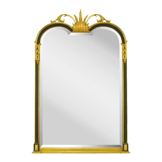 Empire Friedman Brothers Giltwood & Black Lacquer Mirror 1 of 2 Available For Sale