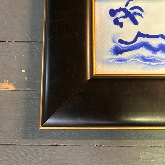 Abstract Contemporary Original Abstract Beach Seascape Watercolor Painting For Sale - Image 3 of 4