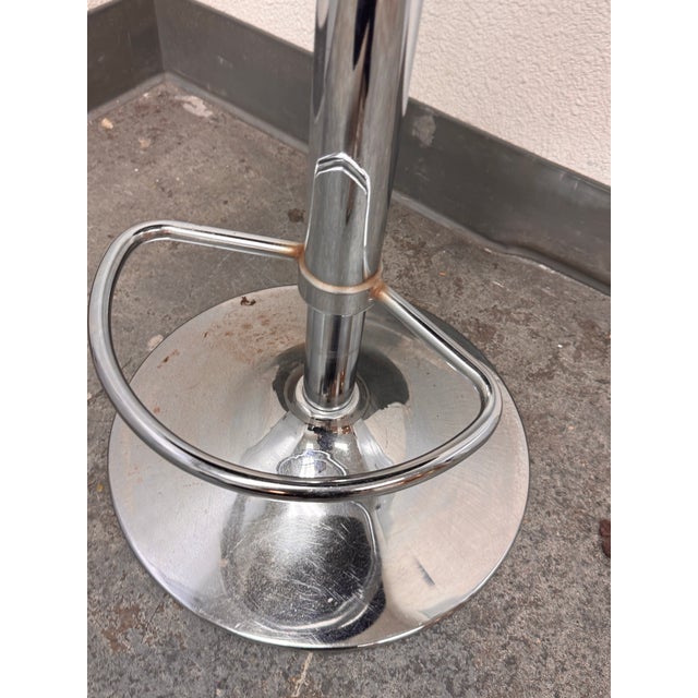 Chrome Contemporary Adjustable Swivel Stool For Sale - Image 8 of 12