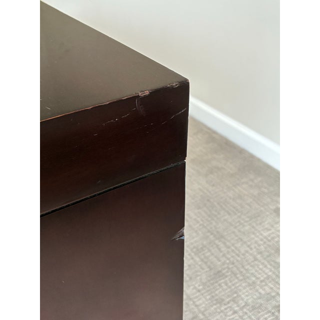 Late 20th Century Barbara Barry for Baker Dark Mahogany Modern Side Table / Nightstand With Pull-Out Shelf For Sale - Image 9 of 10