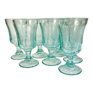 1970s Vintage Victorian Hollywood Regency Indiana Glass Co. Recollection Goblets - Set of 7