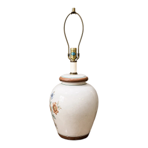 Vintage Chinoiserie Hand Painted Floral Ceramic Ginger Jar Desk Lamp