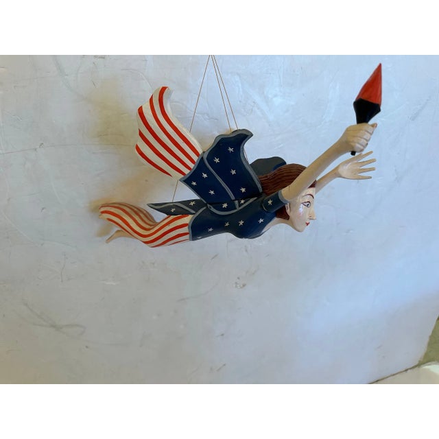 Wood Folk Art Painted Lady Liberty Political Figure For Sale - Image 7 of 8