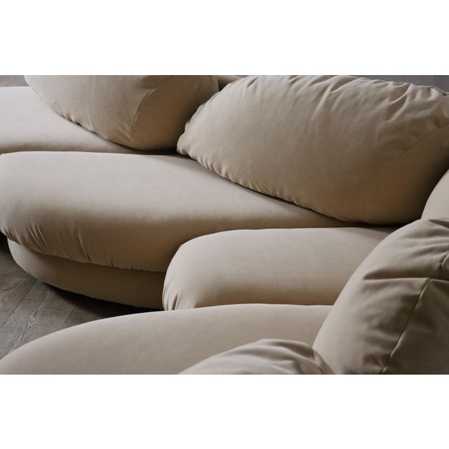 Fantastic, organic shaped sofa in beige colored cotton upholstery by wiener werkstätte, austria 1970s. A rare custom made...