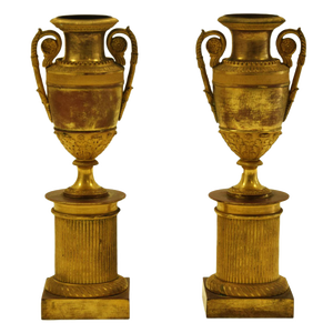19th Century Italian Vases on Plinth, Set of 2