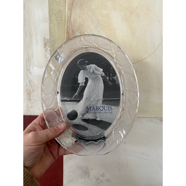 1970s Marquis by Waterford Crystal Picture Frame Floral Glass Frame Made in Austria For Sale - Image 5 of 12
