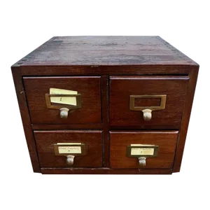 Early 20th Century Arts & Crafts Style Oak Card File. Antique