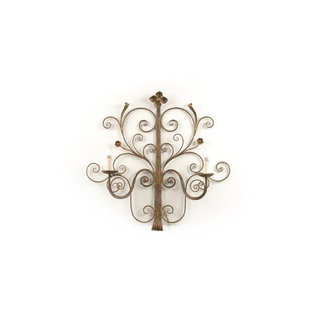 Mid-Century Metal Floral Sconce, 1960s For Sale - Image 9 of 9