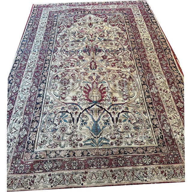 A 19th Century 7'x 11' Decorative Persian Lavar Kerman Rug For Sale - Image 4 of 9