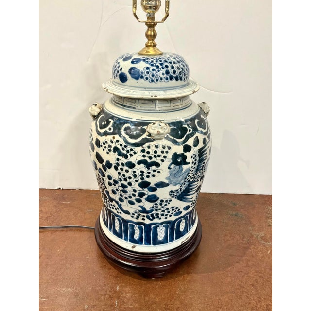 Asian Porcelain Jar Lamp Playing Foo Dogs For Sale - Image 3 of 5