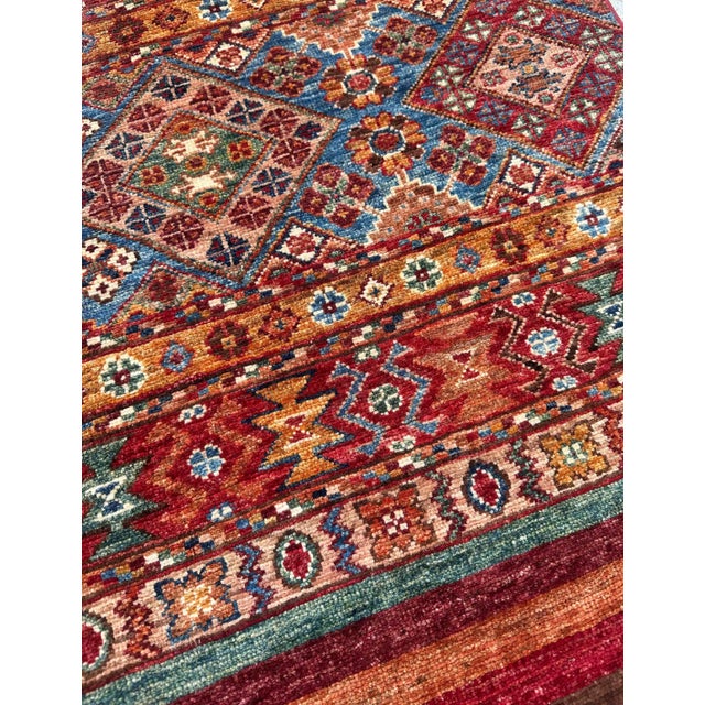 Mid 20th Century Vintage Tribal Kilim Rug – Handwoven Wool, 5x6 Ft, Red & Multicolor Pattern For Sale - Image 5 of 18