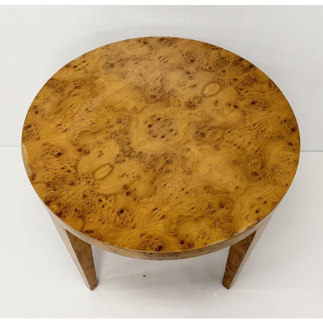 1970s American Modern Round Burl Wood Center Occasional Table For Sale - Image 9 of 16