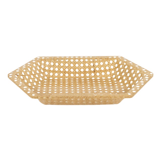Vide-Poche in Acrylic Glass and Rattan from Christian Dior, 1970s For Sale
