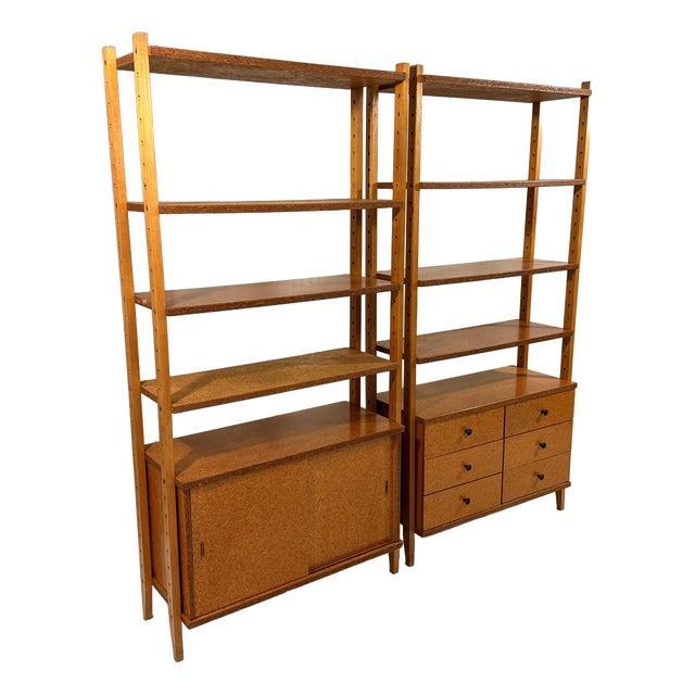 Pressed Wooden Bookcases, 1960s, Set of 2 For Sale