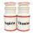 Vintage Red & White Ceramic Apothecary Jars, Aspirin & Vitamins, Pair For Sale