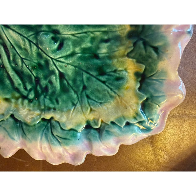 Ceramic Antique Etruscan Majolica Leaf Bowl, C 1879-1892 For Sale - Image 7 of 7