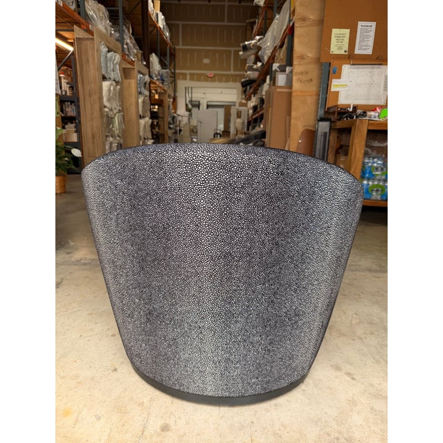 Adriana Hoyos Adriana Hoyos Charcoal & Silver Speckled Swivel Lounge Chair For Sale - Image 4 of 9