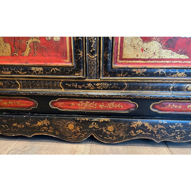 1940s Lacquered Wood Cabinet with Chinese Seenes For Sale - Image 12 of 12