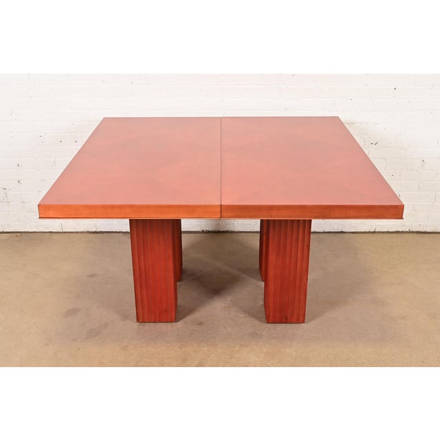 Baker Furniture Modern Art Deco Parquet Top Extension Dining Table, Newly Refinished For Sale - Image 17 of 17
