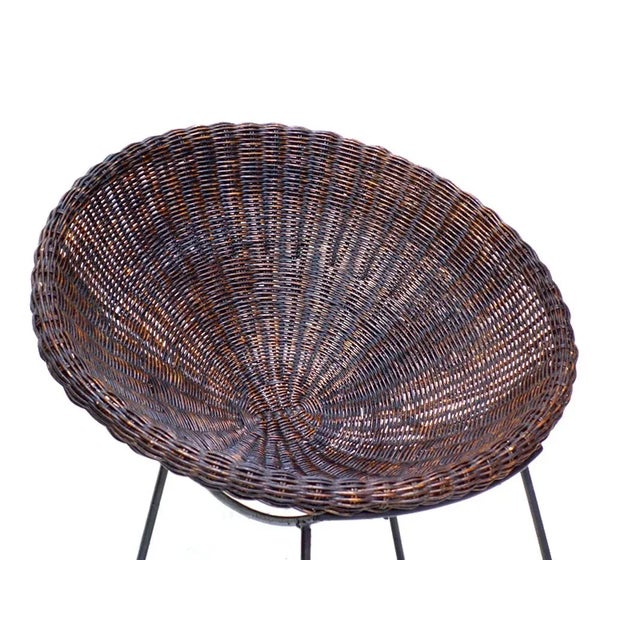 Brown Mid-Century Italian Rattan Armchairs & Table Set, 1950s, Set of 3 For Sale - Image 8 of 11