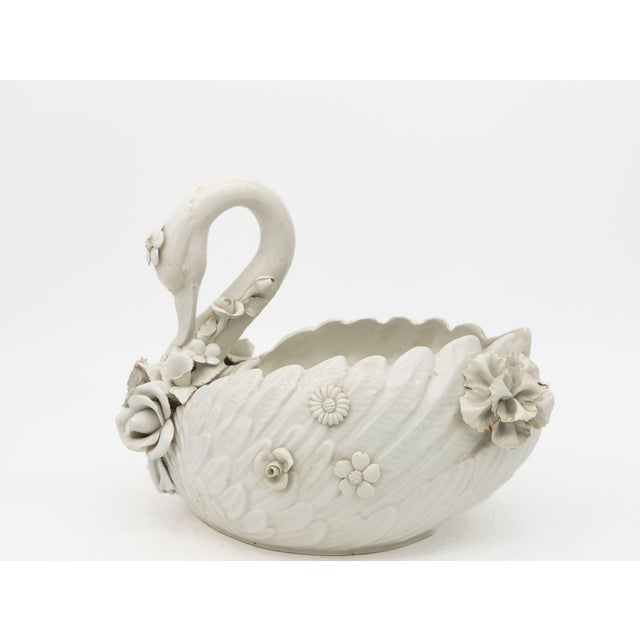 Italian Porcelain Swan Cachepot, Off White, Early 20th C. For Sale - Image 9 of 9