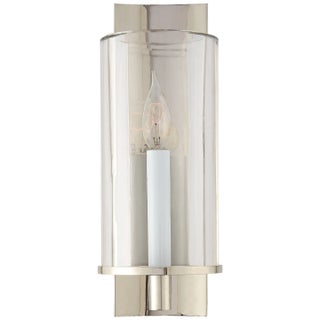 AERIN for Visual Comfort Signature Deauville Single Sconce in Polished Nickel with Clear Glass For Sale